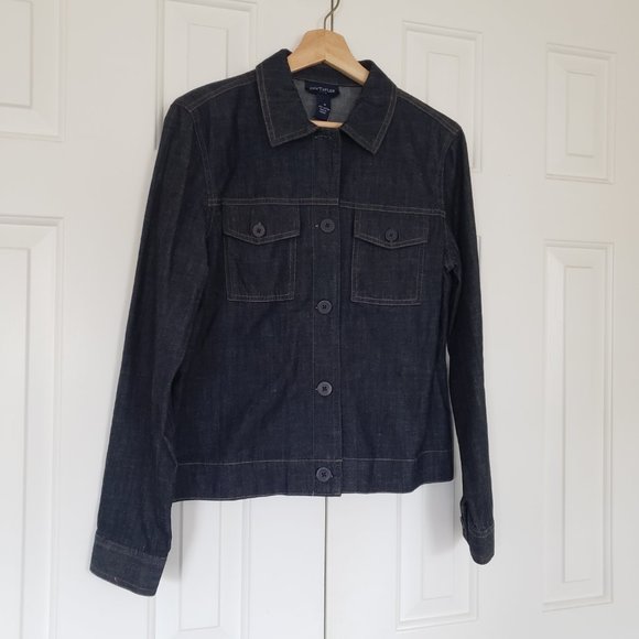 Ann Taylor NWT Jean Jacket! 100% Cotton - Dark Wash - Picture 11 of 13